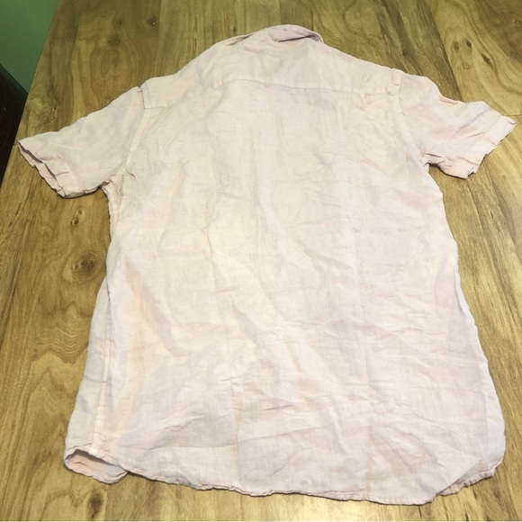 Faherty Shirt Mens 100% Linen Light Pink Solid Button Up Outdoors Casual Size M - Picture 8 of 10